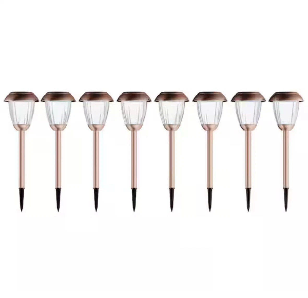 Solar-Powered Outdoor Lights - Set of 8 Stainless-Steel Stake Lights for Gard...