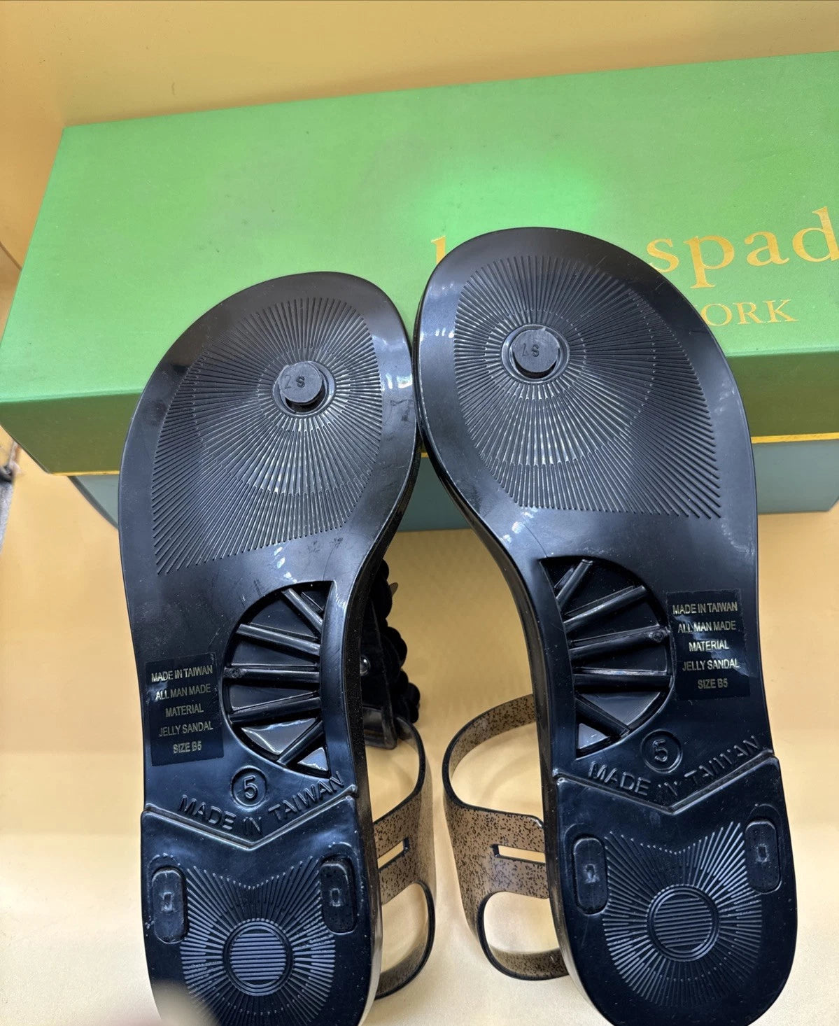 Kate Spade Size 5 Farrah Shiny Rubber Black Sandals
