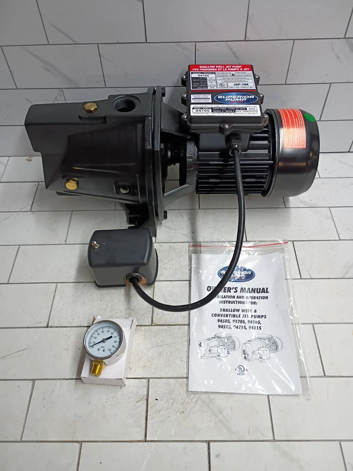 Superior Pump 94105 1HP Shallow Well Jet Pump Used Read