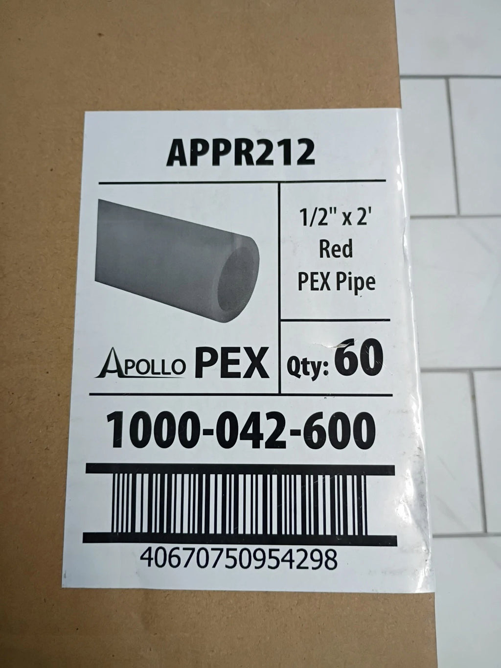 7pk Apollo APPB212 1/2" x 2' Red PEX Pipe New Open box Read Description (420pcs)