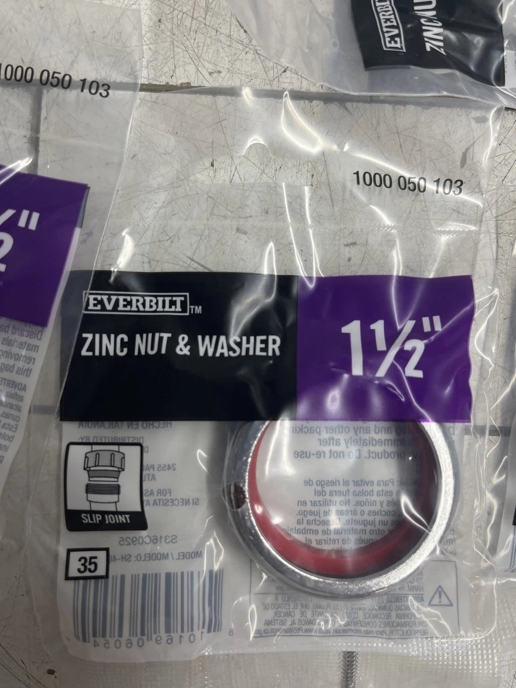 20-PACK EVERBILT 1-1/2” Sink Drain Pipe Zinc Slip Joint Nut W/ Rubber Washer NEW