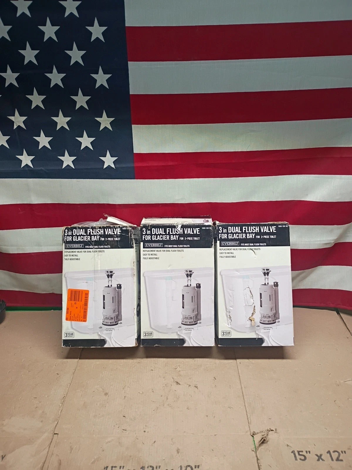3PK Everbilt Dual Flush Valve Set Plastic Gray 3" Toilets 1005 129 161 New OB