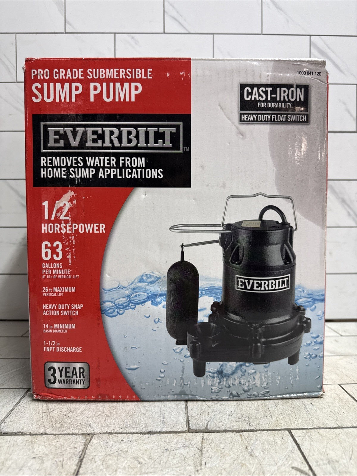 Everbilt HDS50 1/2 HP Cast Iron Submersible Sump Pump Used Good Condition