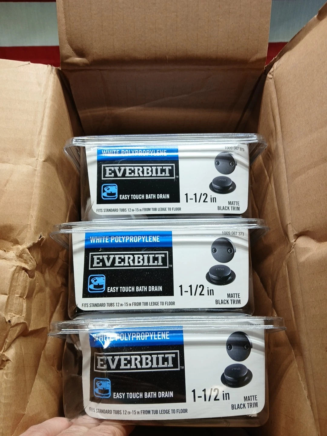 Lot Of 4 Everbilt Easy Touch 1-1/2 in. Poly Pipe Bath Waste & Overflow Drain