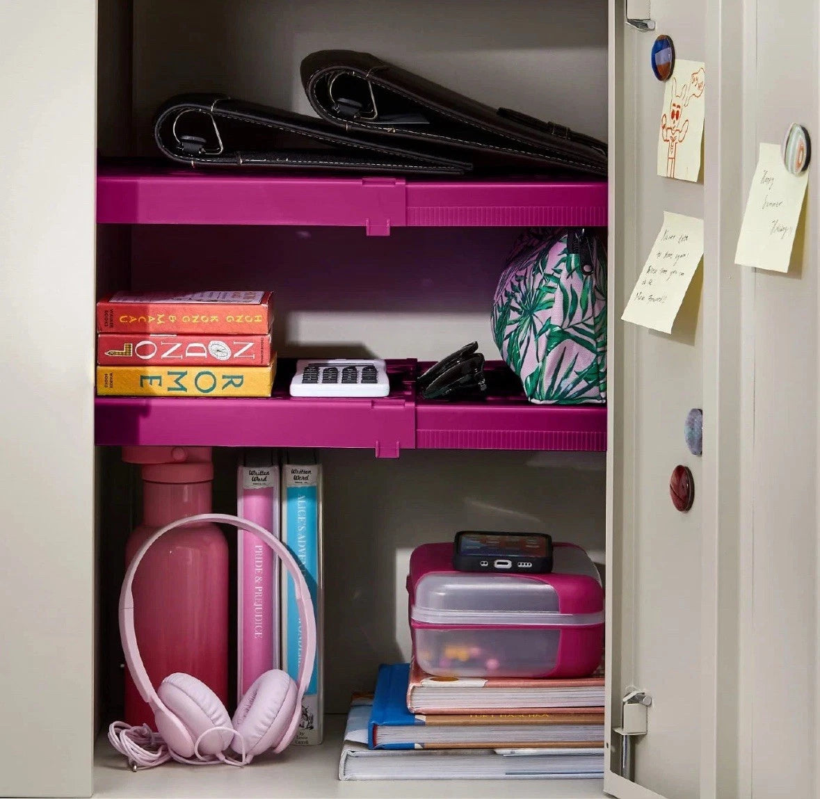 Adjust-A-Shelf Locker Shelf Extends to Fit Your Locker Easy to Use.
