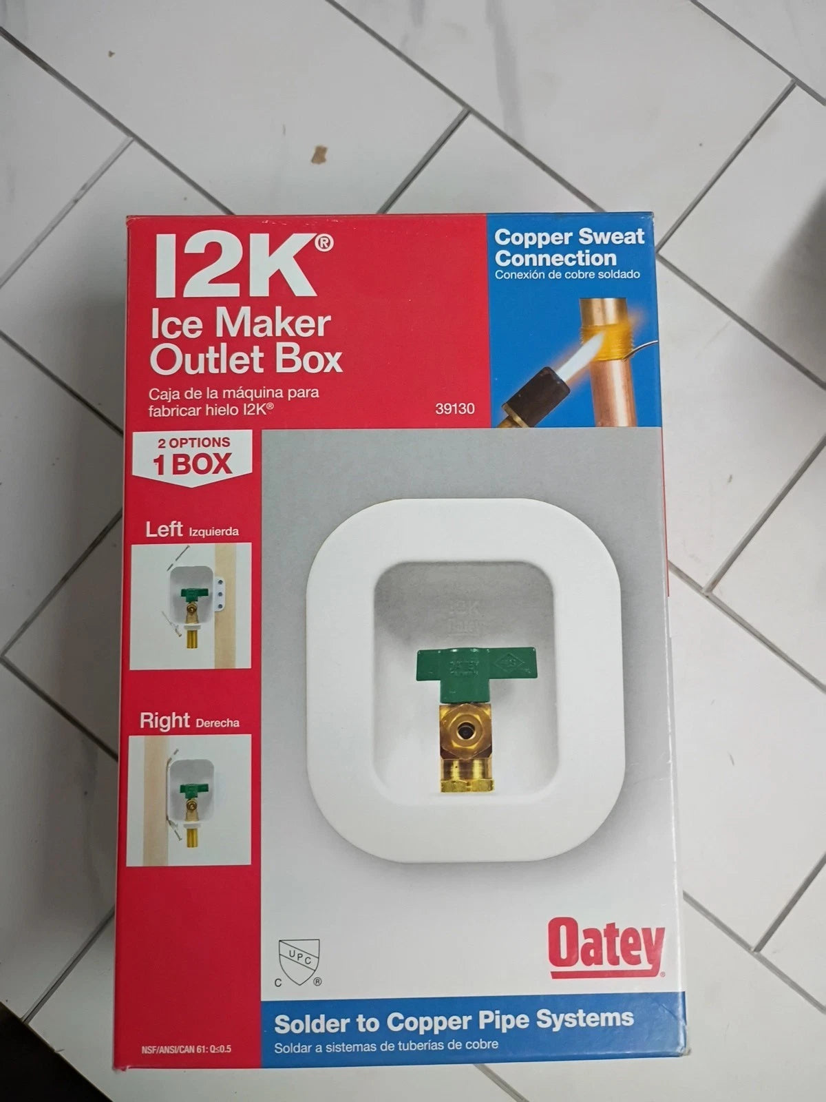 2pk Oatey I2K 39130 Quarter Turn Ice Maker Outlet Box Open Box