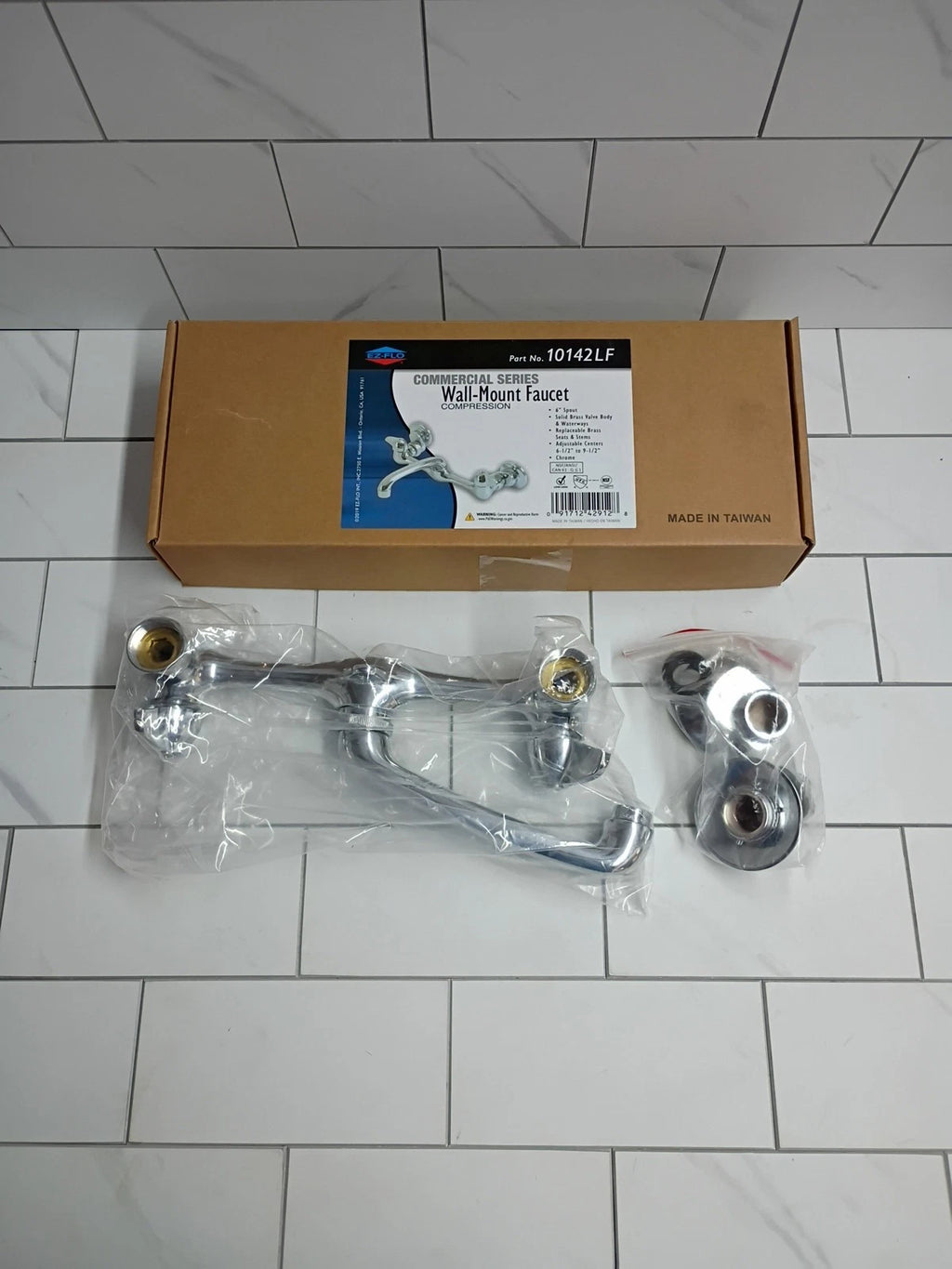 EZ-FLO 6 in. 2-Handle Wall-Mount Adjustable Commercial Utility Faucet Chrome OB