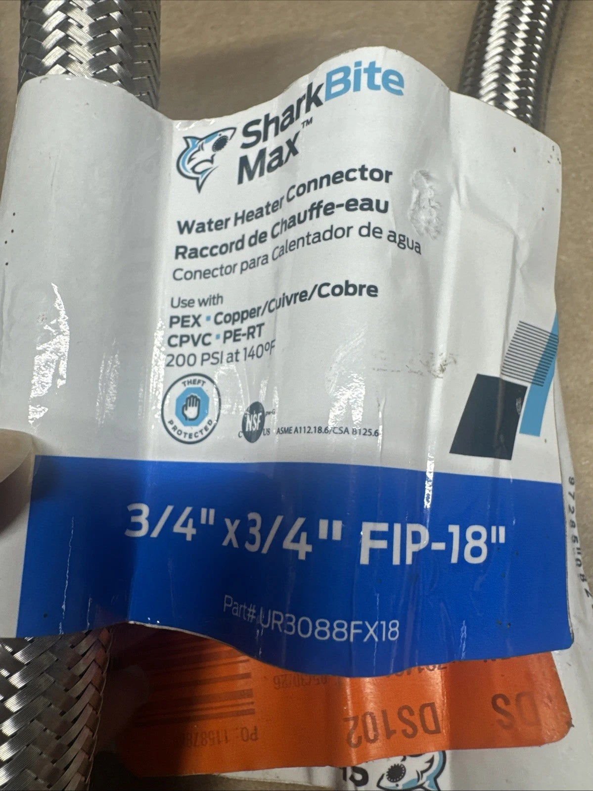 8 Pack SharkBite Water Heater Connectors 3/4 Push-Fit x 3/4 FIP Dia in. Read