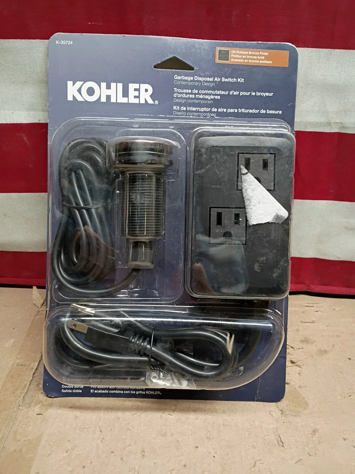 Kohler K-35724-2BZ Garbage Disposal Air Switch Kit, Oil Rubbed Bronze, NEW