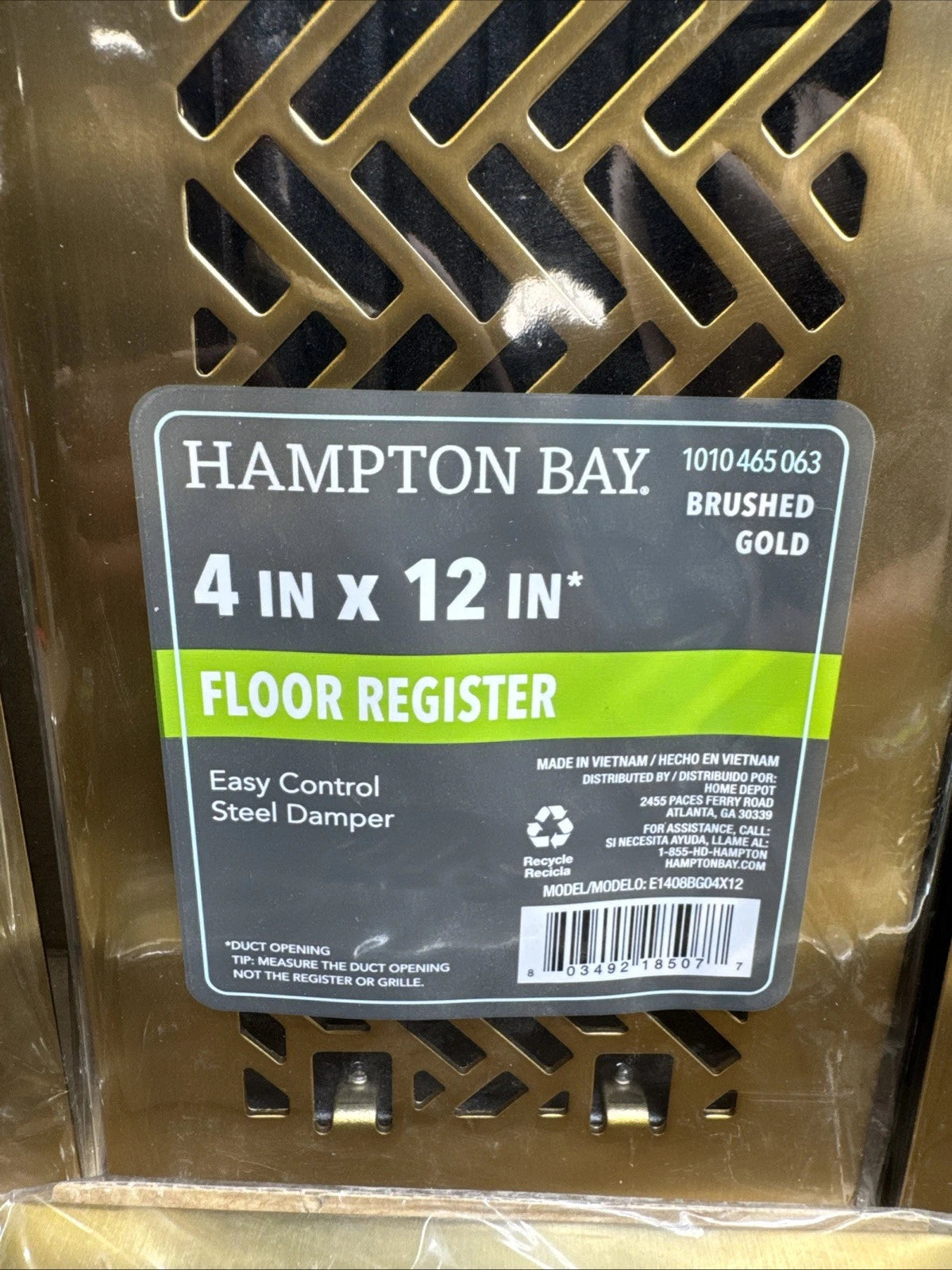 12-Pack Hampton Bay Interwoven 4 in. x 12 in. Steel Floor Register Brushed Gold