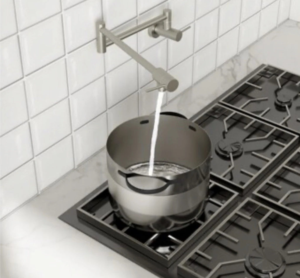 Lordear X003TYQP6X Pot filler kitchen faucet Brushed Double Handle Wall-mount