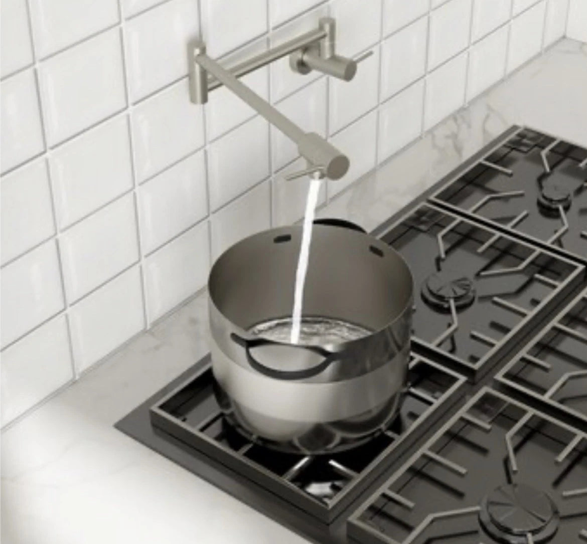 Lordear X003TYQP6X Pot filler kitchen faucet Brushed Double Handle Wall-mount