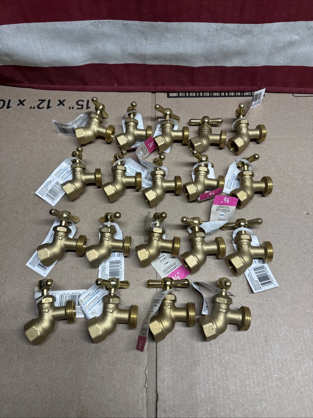 Lot Of 19 Everbuilt Hose Bibb, 1/2" FIP x 3/4" MHT, Brass, Multi-Turn Valve