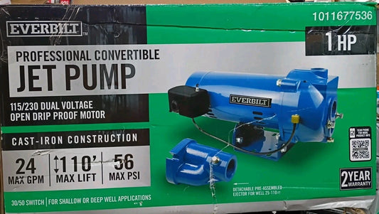 Everbilt 1 HP Professional Convertible Jet Pump. Read Description*PARTS ONLY*