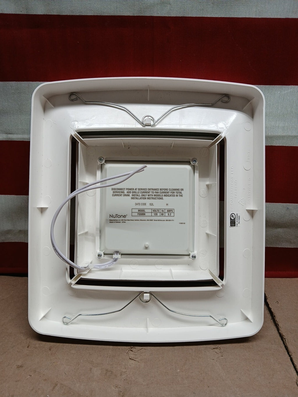 Broan NuTone Bathroom Fan Replacement Cover with Light FG500N in White