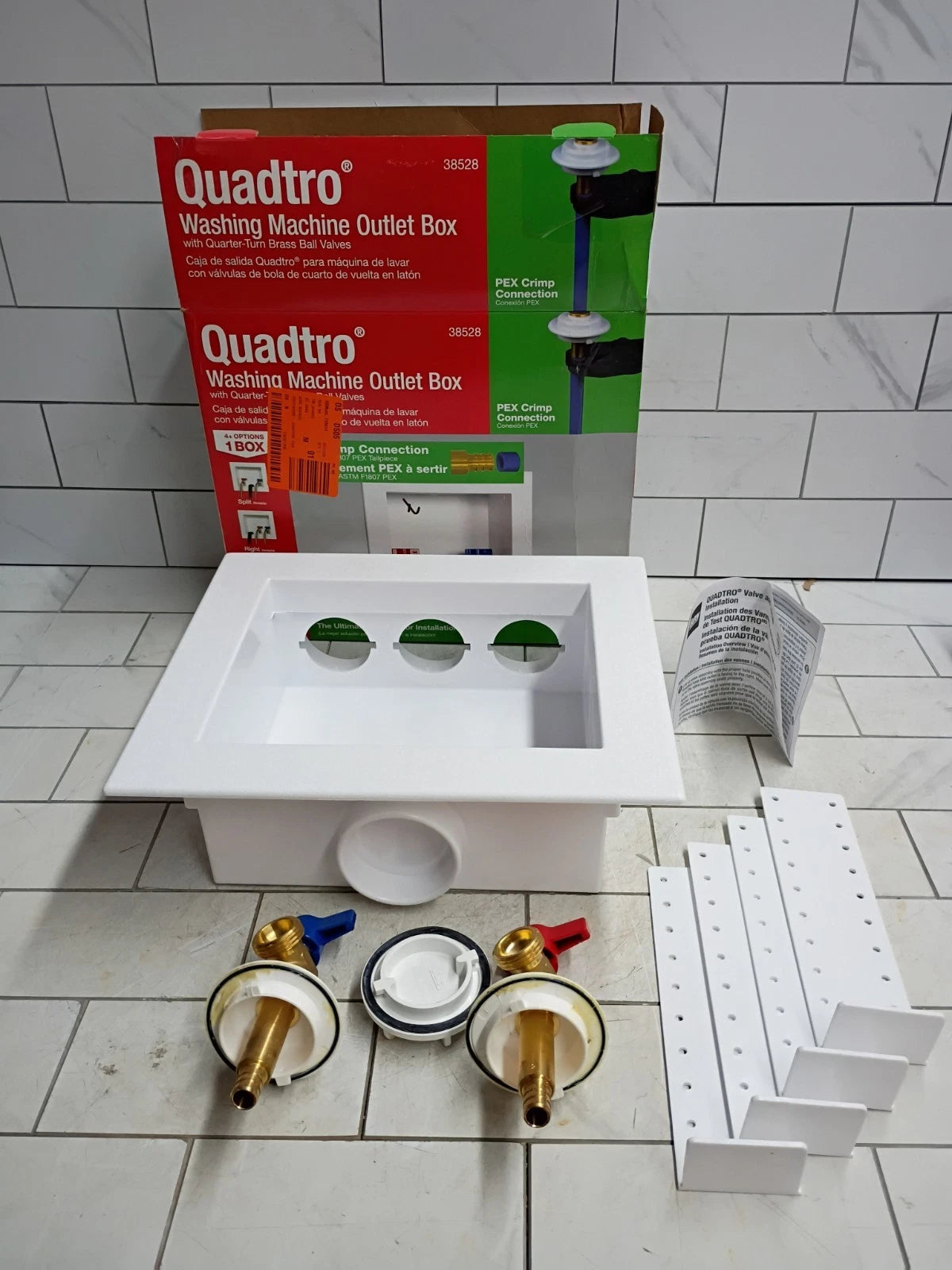 Oatey 38528 Quadtro 1/2 in. x 1/2 in. Washing Machine Outlet Box Open Box