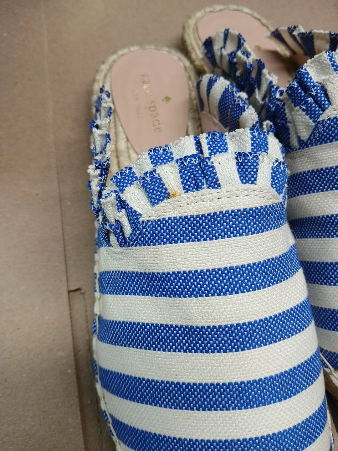 Kate Spade Size 9.5M Blue Cream Striped Canvas.