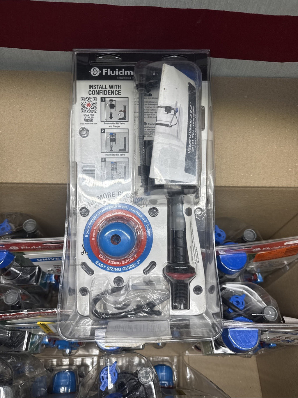 9pck Fluidmaster Fill Valve + 2” & 3” Super Flapper Kit K-400H-043 OPEN BOX