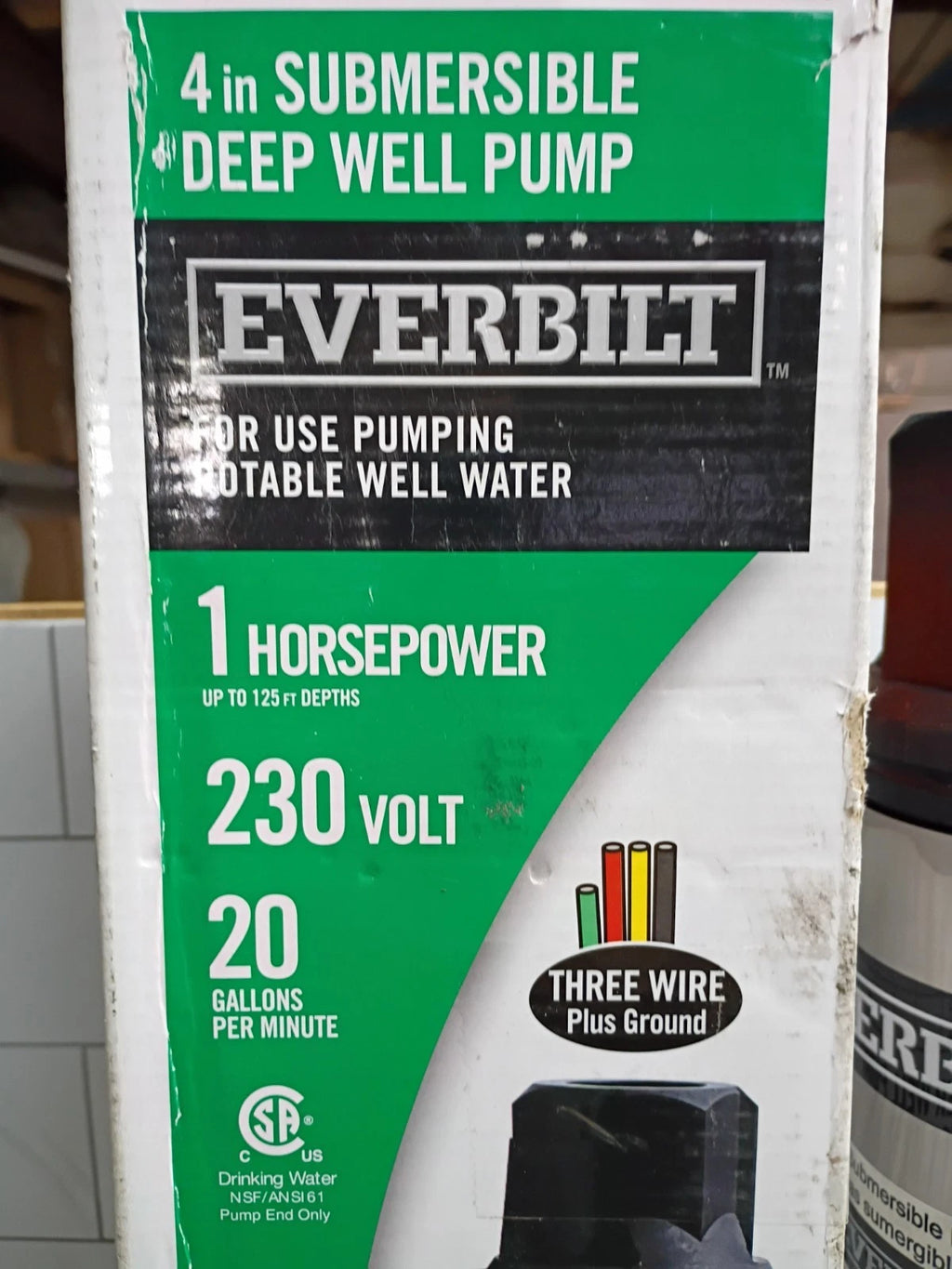 Everbilt EFSUB10-253HD 1 HP Submersible 3-Wire Motor 20-GPM Deep Well Pump