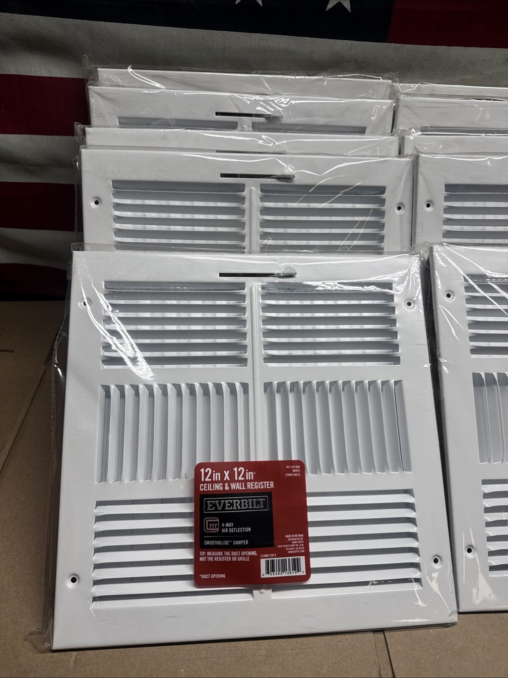 10 pack 12 in. x 12 in. 4-Way Steel Wall/Ceiling Register in White