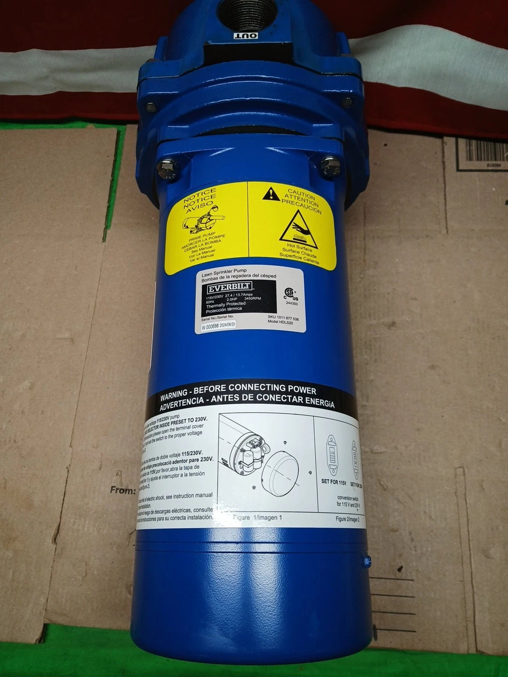 Everbilt Professional Irrigation Pump Cast Iron 2 HP Dual Voltage, READ DESC