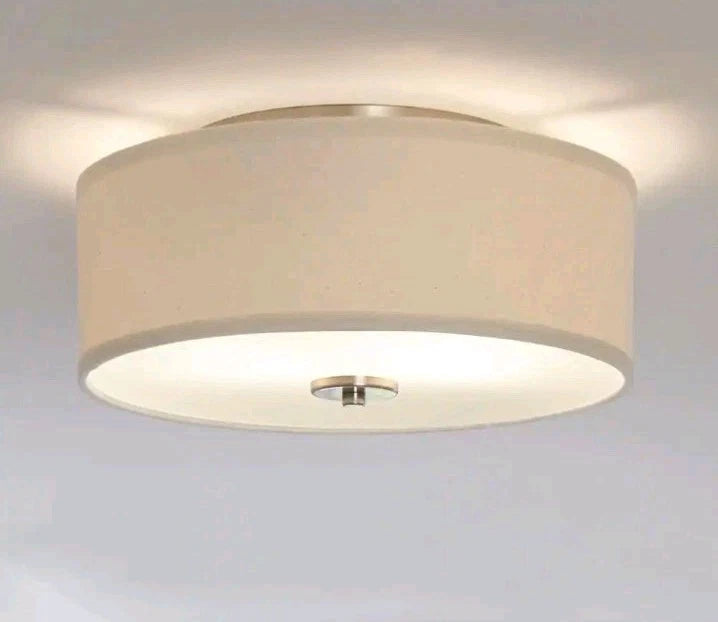 Progress Lighting Inspire 13 in. 2-Light Black Flush Mount Fabric Shade OpenBox