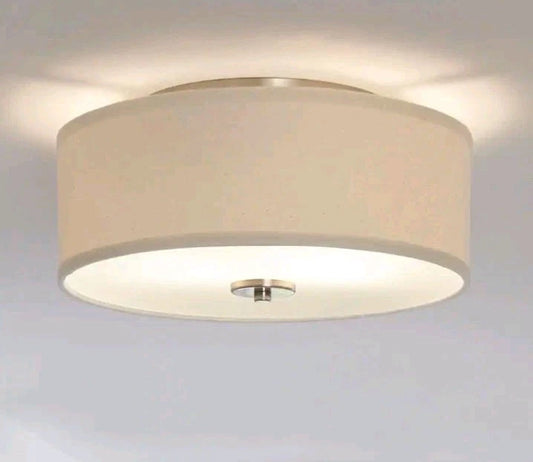 Progress Lighting Inspire 13 in. 2-Light Black Flush Mount Fabric Shade OpenBox