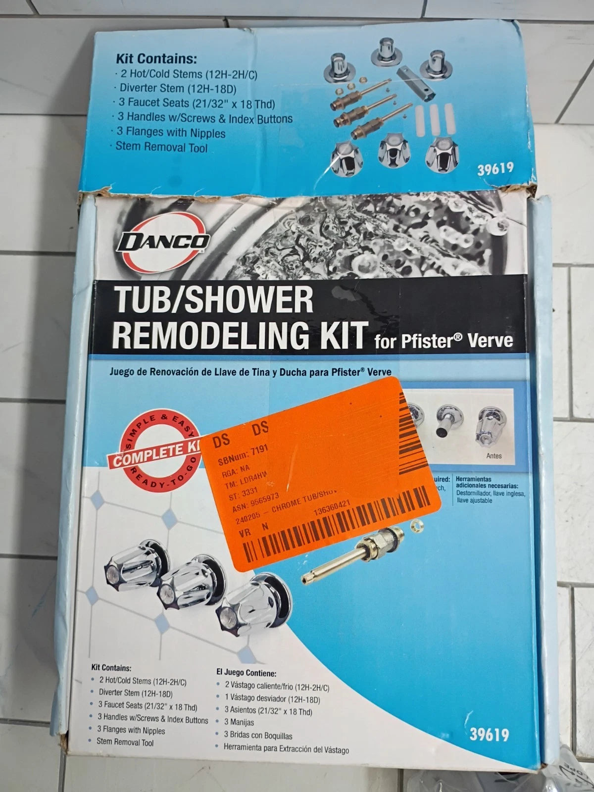 1PK Danco 39619 Tub/Shower Remodeling Kit for Pfister Verve CHROME--Open Box