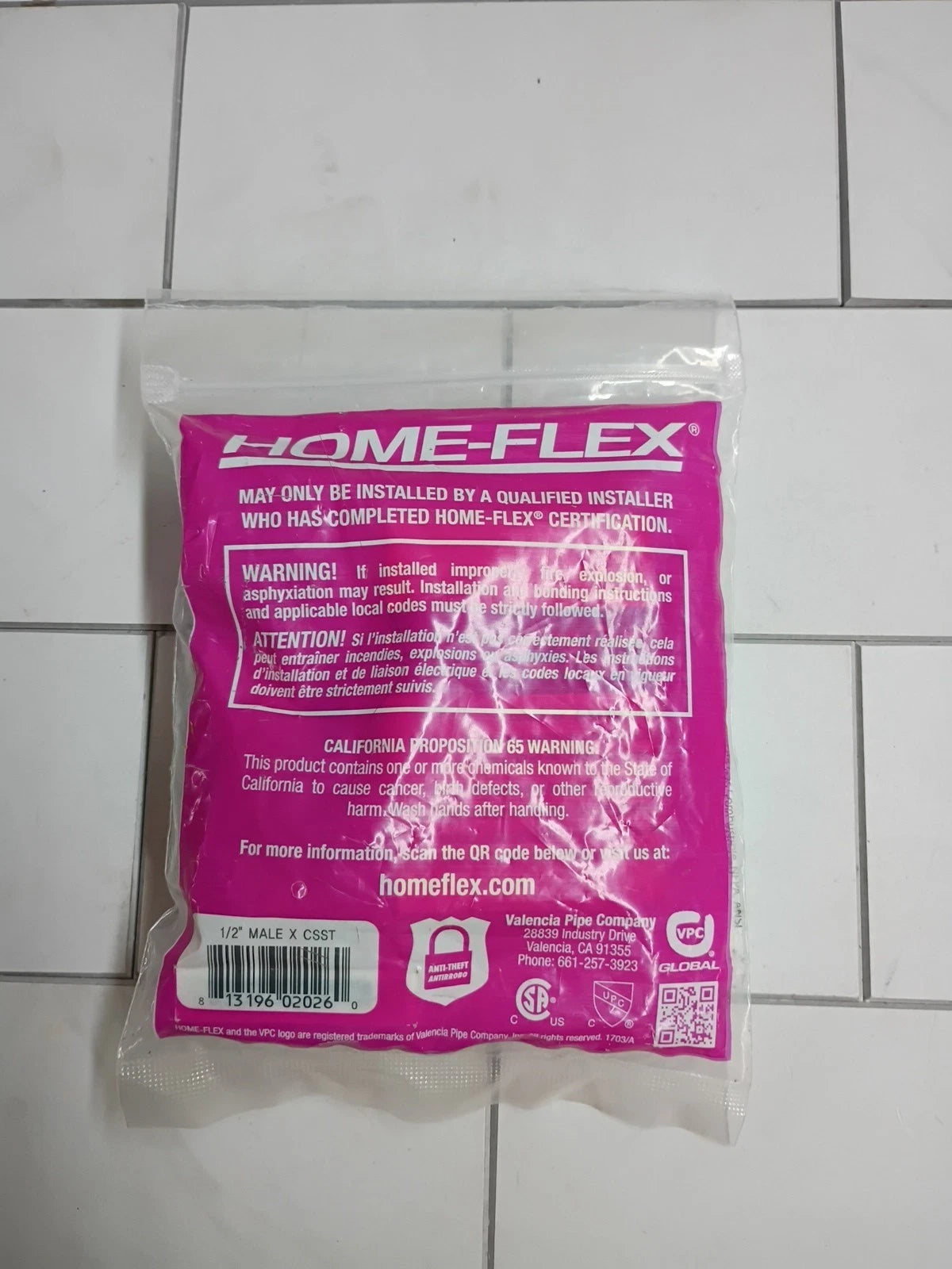 Home Flex 1/2" Male X CSST X 1/2" MIPT Brass Adapter 813196020260 New Sealed OB