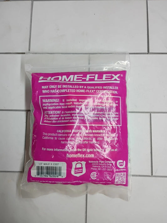 Home Flex 1/2" Male X CSST X 1/2" MIPT Brass Adapter 813196020260 New Sealed OB