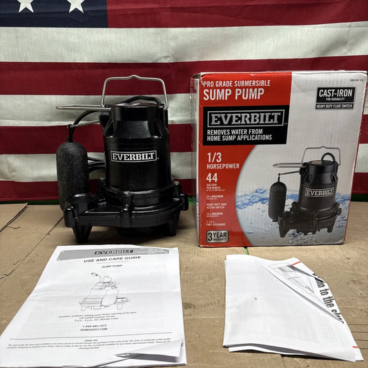 Everbilt 1/3 HP Cast Iron Submersible Sump Pump HDS30 NOB