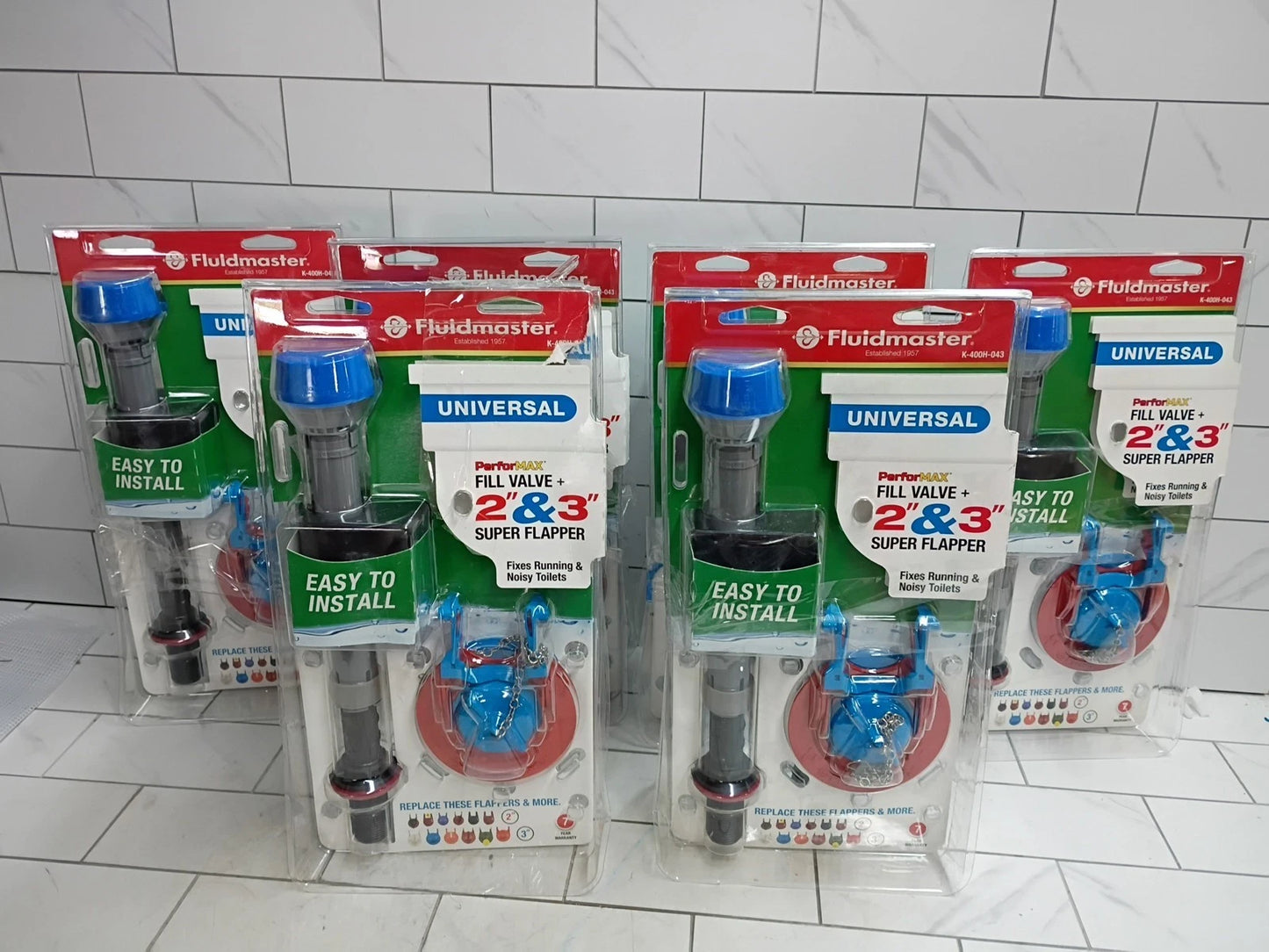 6pck K-400H-043 Fluidmaster Fill Valve + 2” & 3” Super Flapper Kit OPEN BOX