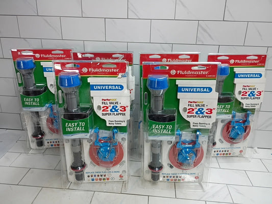 6pck K-400H-043 Fluidmaster Fill Valve + 2” & 3” Super Flapper Kit OPEN BOX