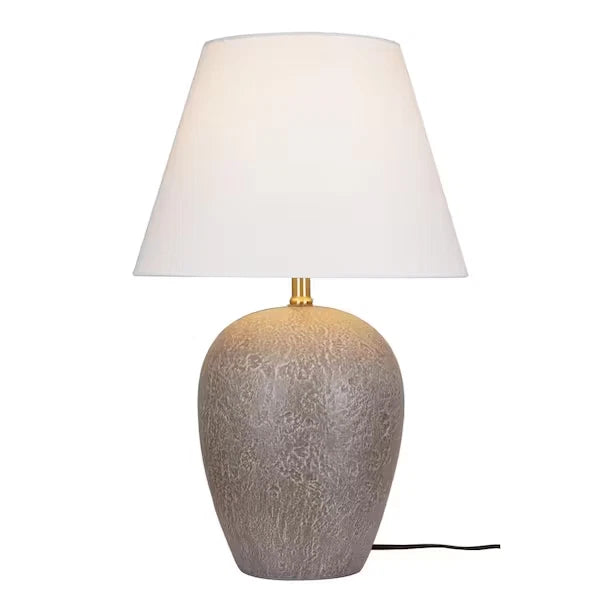 Hampton Bay Ripken Natural Bisque Textural Artisan 1-Light Ceramic Table Lamp