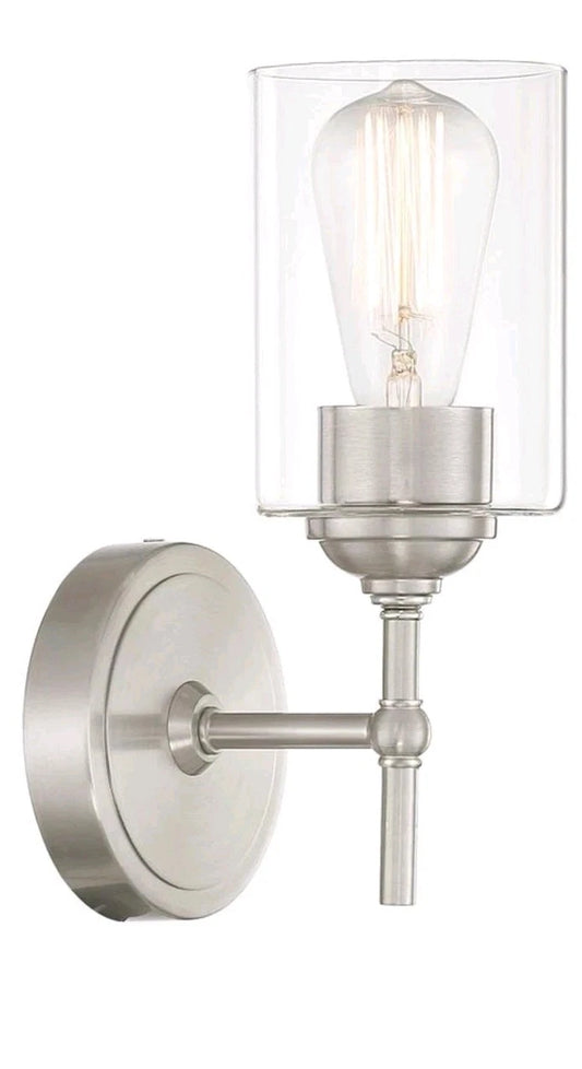 Home Decorators Ayelen 1-Light Brushed Nickel Indoor Wall Sconce, Modern Wall