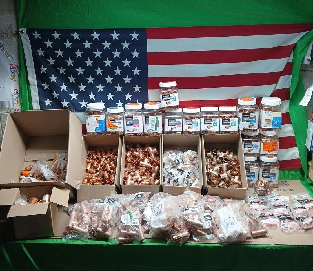 (1000) 3/4" and 1/2" COPPER SWEAT FITTINGS Tees, Adapters,elbows, Coupling, Etc