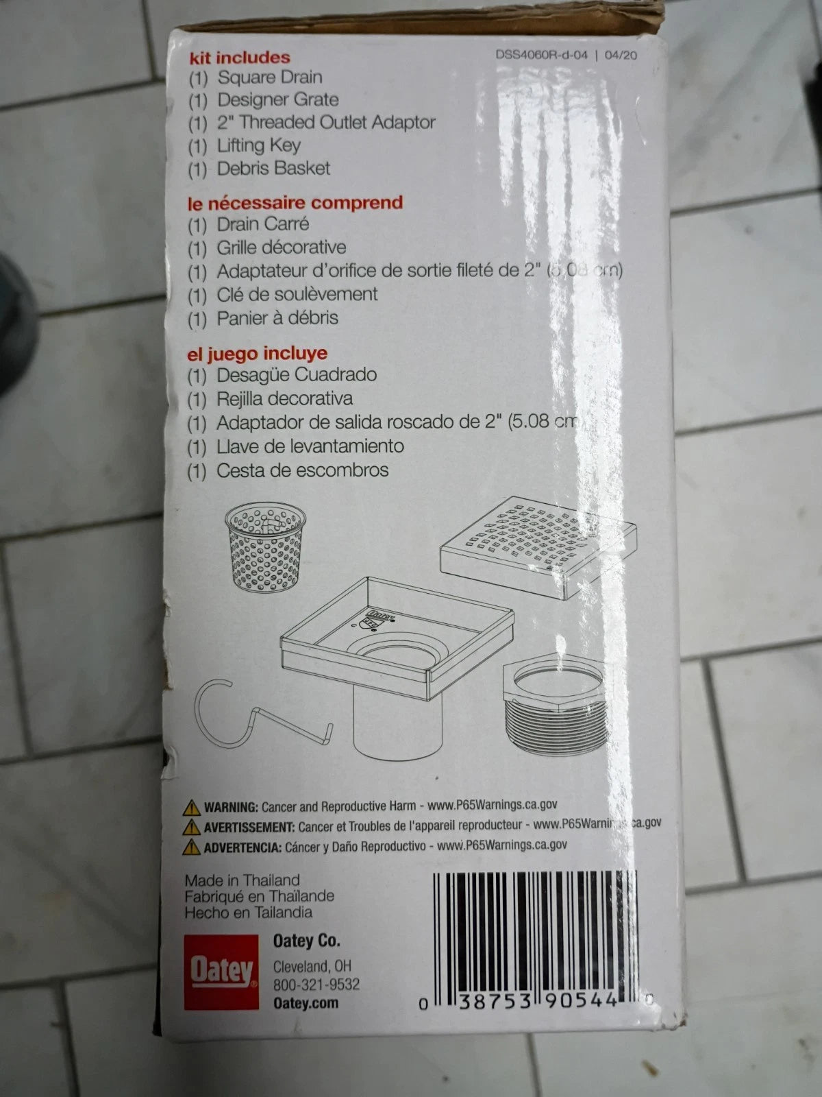 3pk OATEY Designline 6"x6" Square Shower Drain Grate - Stainless Steel Open Box