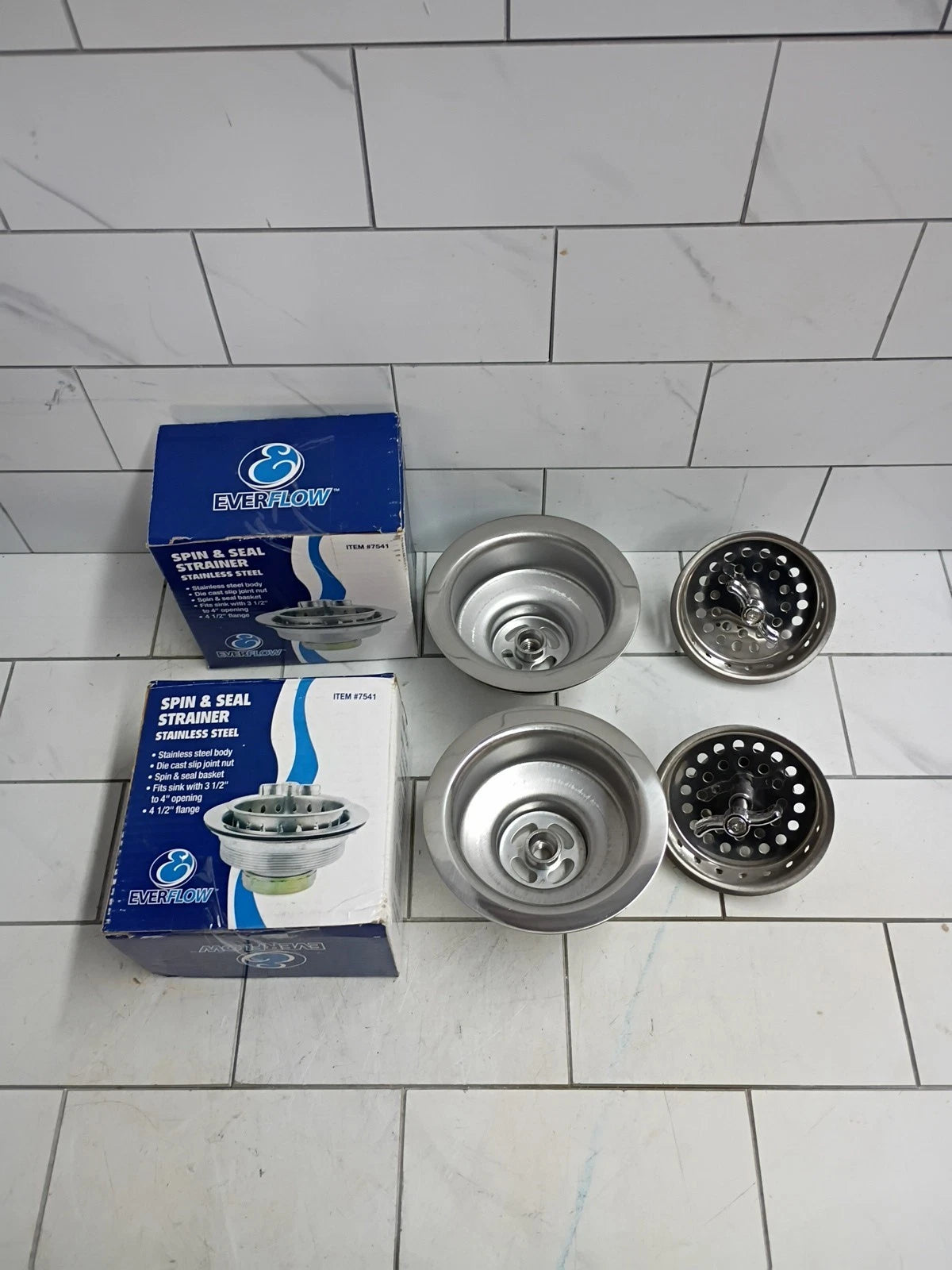 2pk Everflow Kitchen Sink Stainless Steel Drain Assembly Strainer Basket Stopper