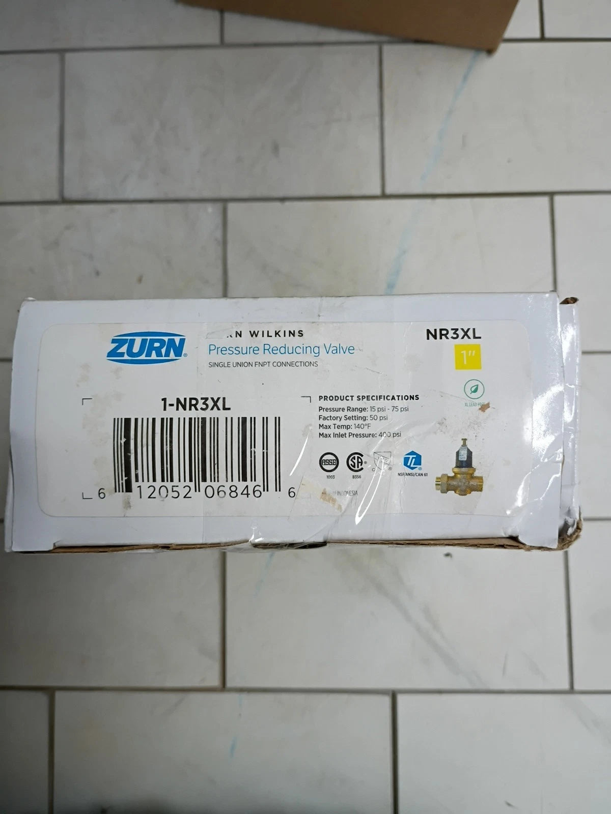 Zurn Wilkins NR3XL 1" Pressure Reducing Valve PRV Single Union, Open Box