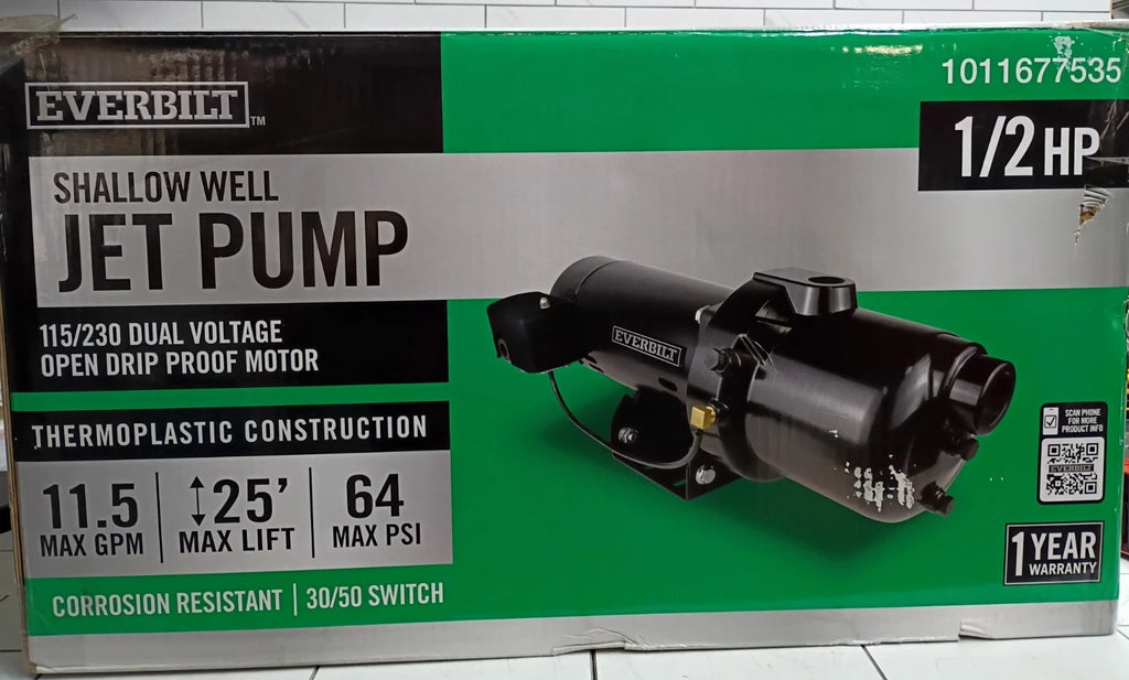 Everbilt 1/2 HP Shallow Well Jet Pump 1011677535 NEW OPEN BOX