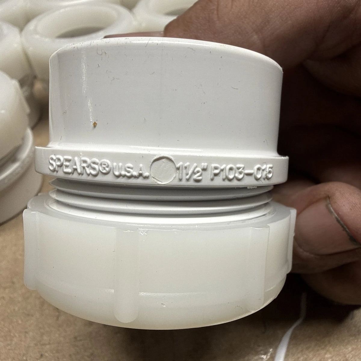 74PK 1-1/2" x 1-1/4" PVC DWV Male Trap Adap w/ Plastic Nut Spigot x Tubular Slip