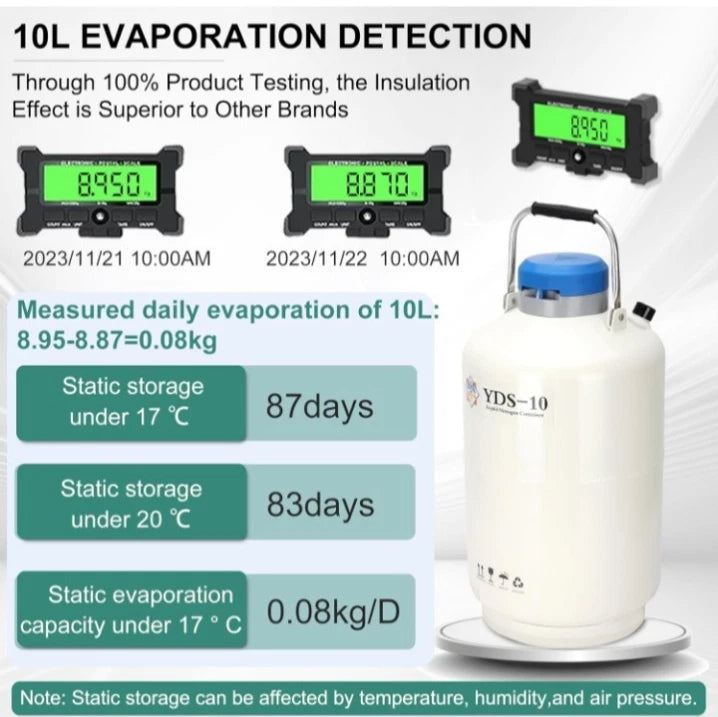 Magula 10L Liquid Nitrogen Container, Ln2 Liquid Nitrogen Dewar, Aluminum Alloy