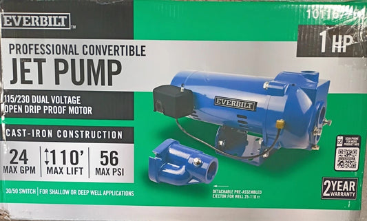 Everbilt 1 HP Professional Convertible Jet Pump. Read Description Used READ