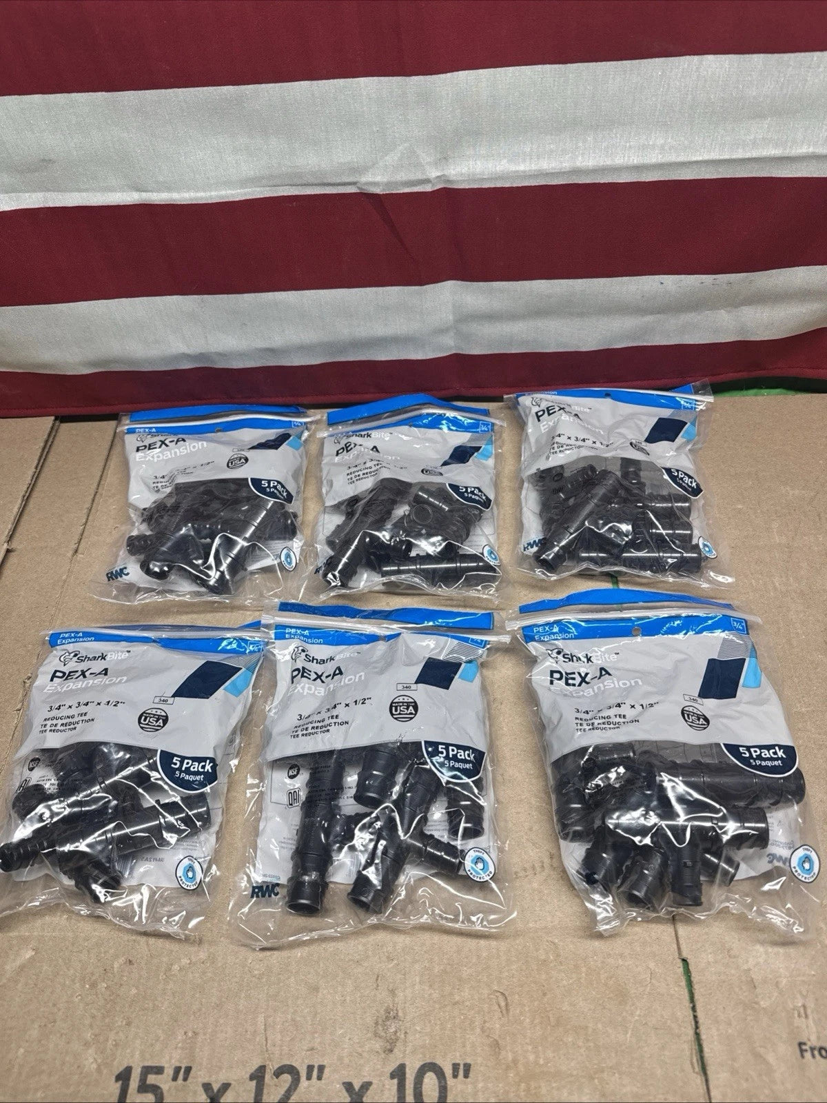 6PK SharkBite 3/4 in. x 3/4 in.x1/2 in.PEX-A Poly Expansion Reducing TeeFitting