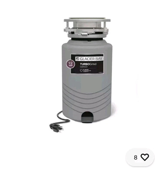 Glacier Bay GB500 Turbo Grind 1/2hp Garbage Disposal Continuous Feed Open Box