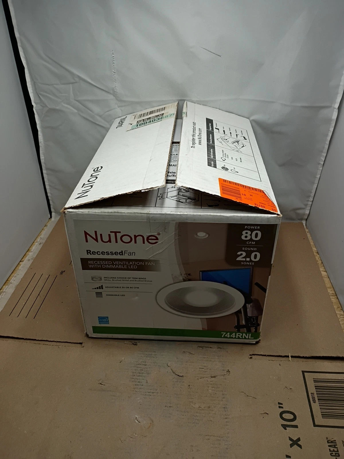 Broan Nutone 744RNL 50-80 CFM Ceiling Bathroom Exhaust Fan with Light.