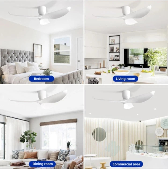 60-Inch Ceiling Fan Without Light, Modern Low-Profile Flush Mount Fan with...