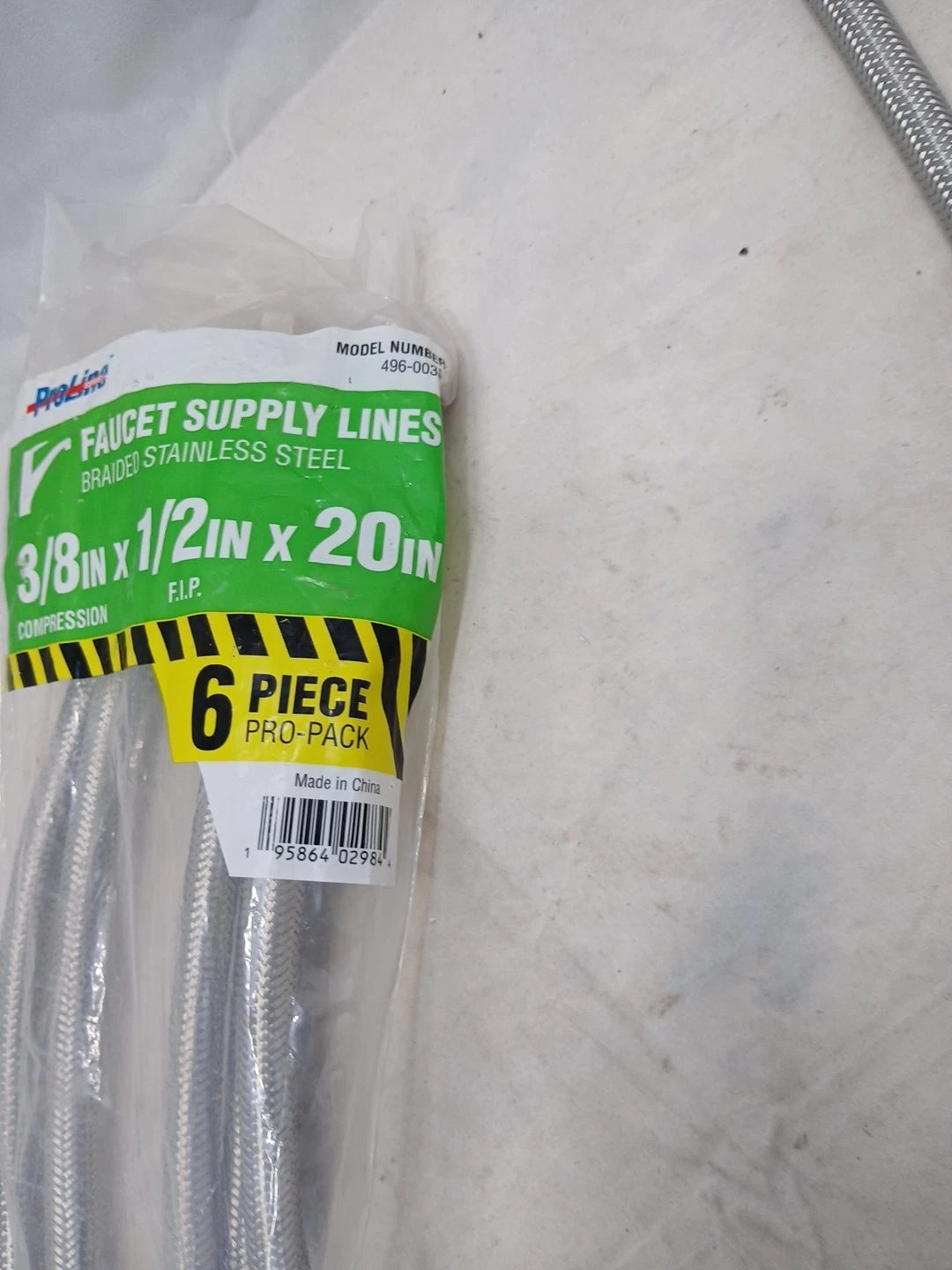 6 Pk ProLine 3/8" Compression x 1/2" FIP 20" Stainless Steel Supply Line New OB