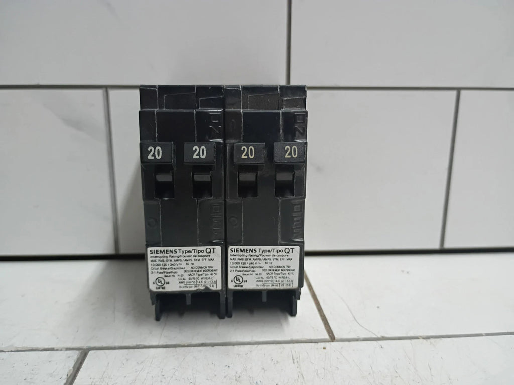 (2 Pack) Siemens Q2020NCU Type QT 20A 1-Pole 120/240V Tandem Breaker, OPEN BOX