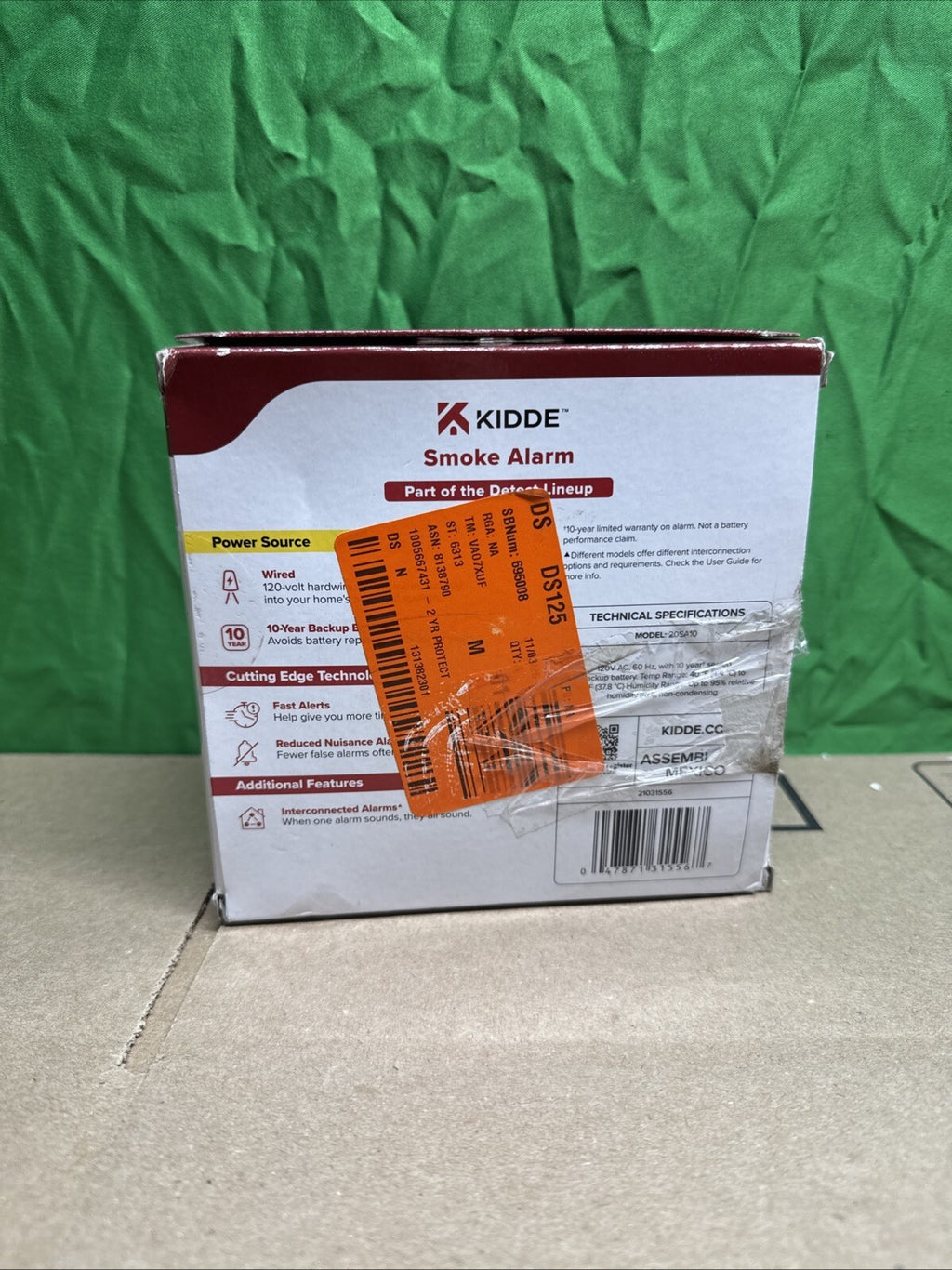 Kidde 20SA10 Hardwired Smoke Detector with Photoelectric sensor New Open Box